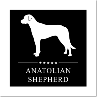 Anatolian Shepherd Dog White Silhouette Posters and Art